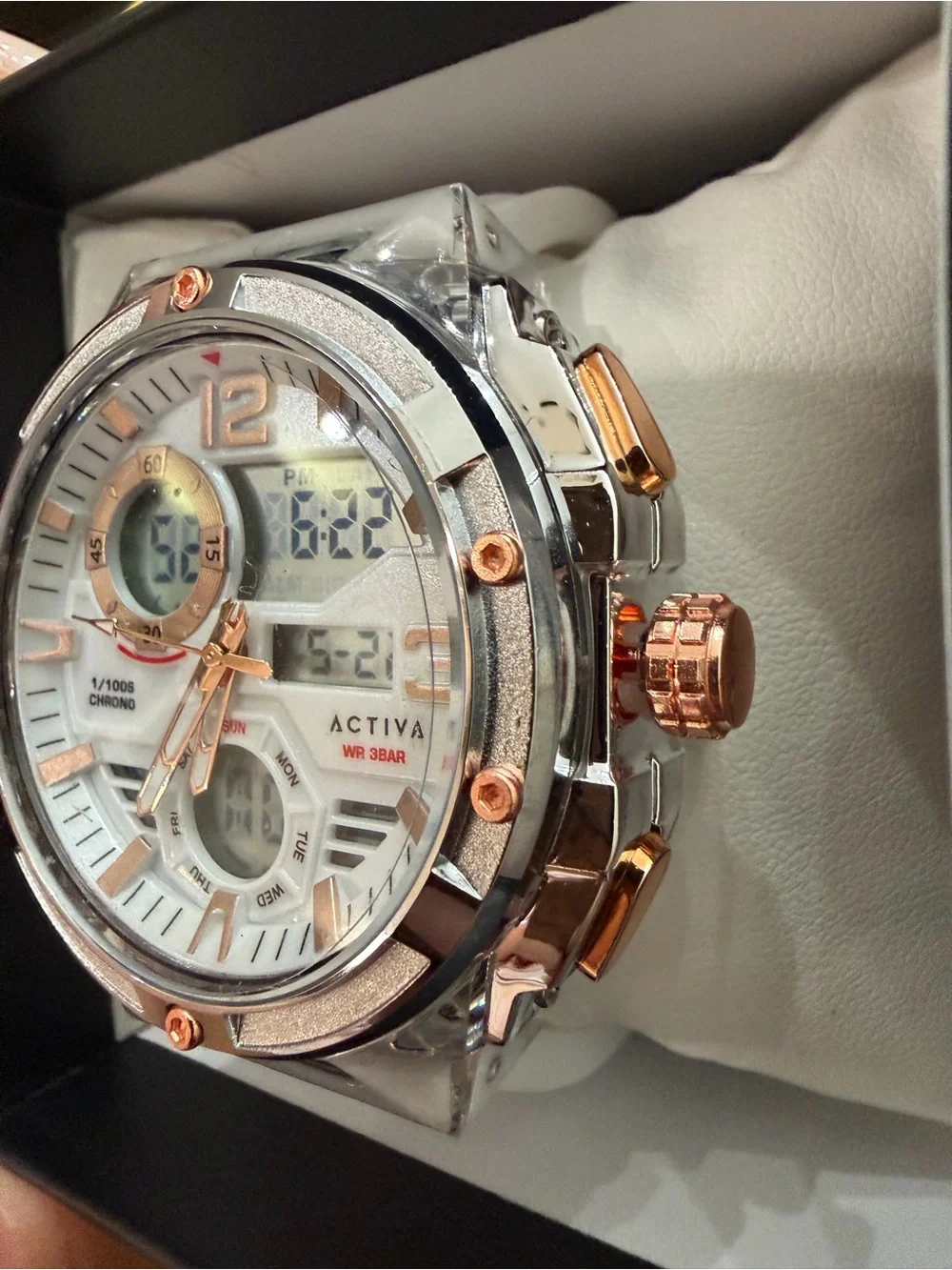 Invicta Activa Virtex White and Rose Gold Dual Display Sport Watch